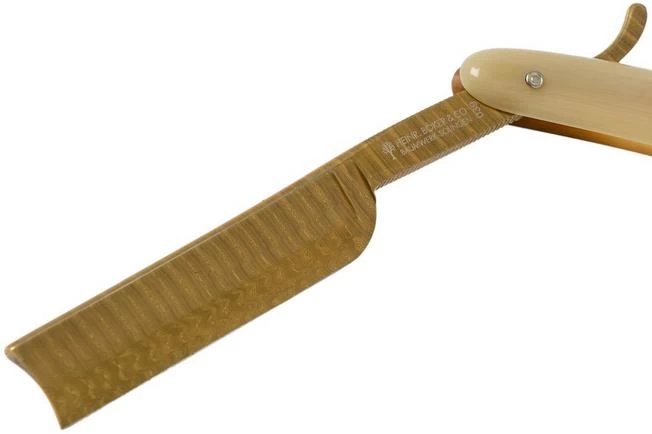 Böker Manufaktur Damascus Horn Straight Razor 140524DAM 5 Böker Manufaktur Damascus Horn Straight Razor 140524DAM - Image 3