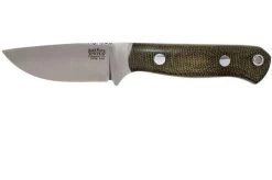 Bark River Bravo Necker CPM 154CM, Green Canvas Micarta, Brown Sheath