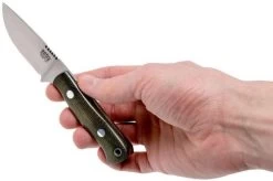 Bark River Bravo Necker CPM 154CM, Green Canvas Micarta, Brown Sheath -Optimal Knife Shop BRK07 001GNC 06 bark river brk07 001gnc 06