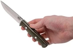 Bark River Gunny Scandi CPM 3V, Green Canvas Micarta, Brown Sheath -Optimal Knife Shop BRK07 024GNC 06 bark river brk07 024gnc 06