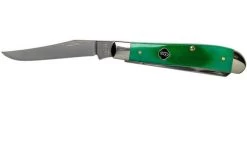 Case Mini Trapper Clover Green Bone, Sawcut Jig, 23213, 6207 SS Pocket Knife -Optimal Knife Shop CE23213 03 case