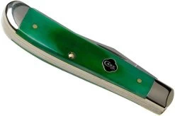 Case Mini Trapper Clover Green Bone, Sawcut Jig, 23213, 6207 SS Pocket Knife -Optimal Knife Shop CE23213 04 case