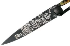 Deejo Tattoo 37g, Black Turtle, Tiger 1GC000100 Pocket Knife -Optimal Knife Shop DJ1GC000100 03 deejo