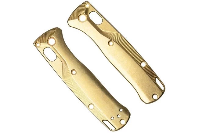 Flytanium Benchmade Mini Bugout Scales, Crossfade Brass 3 Flytanium Benchmade Mini Bugout Scales, Crossfade Brass