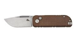 Black Fox NU-BOWIE, Stonewashed D2 Blade, Brown Micarta Pocket Knife