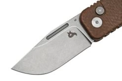 Black Fox NU-BOWIE, Stonewashed D2 Blade, Brown Micarta Pocket Knife -Optimal Knife Shop FOBF 758MIB 03 blackfox