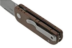 Black Fox NU-BOWIE, Stonewashed D2 Blade, Brown Micarta Pocket Knife -Optimal Knife Shop FOBF 758MIB 04 blackfox