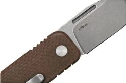 Black Fox NU-BOWIE, Stonewashed D2 Blade, Brown Micarta Pocket Knife -Optimal Knife Shop FOBF 758MIB 05 blackfox