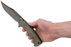 Rick Hinderer Ranch Bowie Green Canvas Micarta, DLC Stonewashed, Bowie Knife -Optimal Knife Shop HRK TRB DLC GM 06 rick hinderer knives