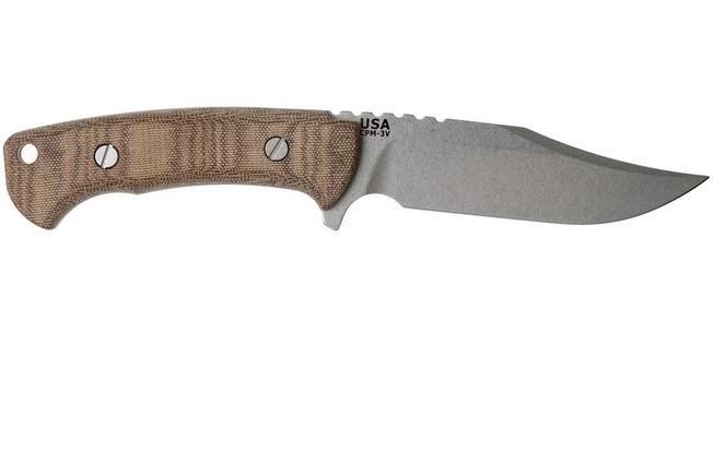 Rick Hinderer Ranch Bowie Natural Canvas Micarta, Stonewashed, Bowie Knife 4 Rick Hinderer Ranch Bowie Natural Canvas Micarta, Stonewashed, Bowie Knife - Image 2