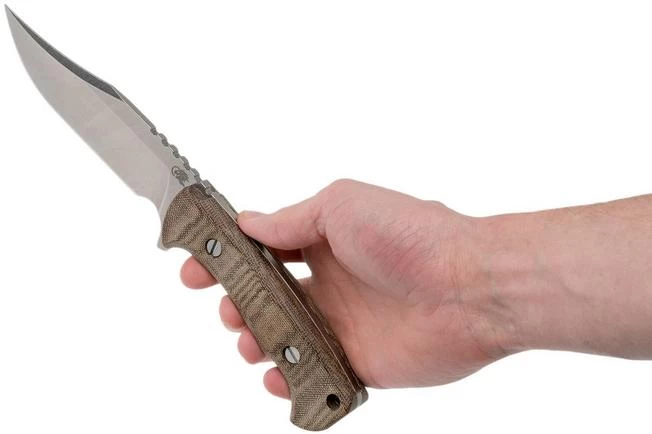 Rick Hinderer Ranch Bowie Natural Canvas Micarta, Stonewashed, Bowie Knife 8 Rick Hinderer Ranch Bowie Natural Canvas Micarta, Stonewashed, Bowie Knife - Image 6