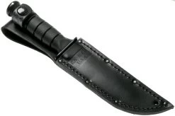 KA-BAR Short 1257 Partially Serrated, Fixed Knife, Leather Sheath -Optimal Knife Shop KA1257 07 ka bar