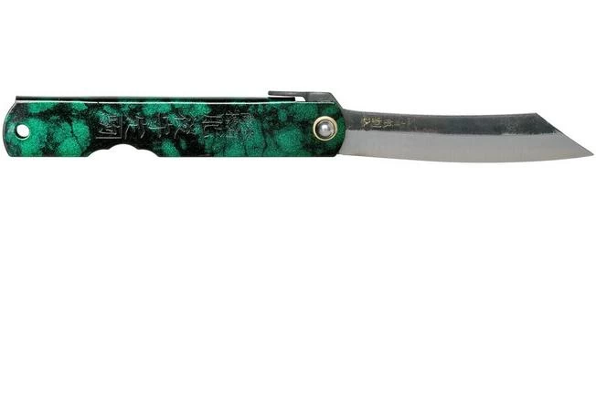 Higonokami Pocket Knife 7.3 Cm HIGOCJB, Blue Paper Steel, Jade Black Green Glitter Enamel 4 Higonokami Pocket Knife 7.3 Cm HIGOCJB, Blue Paper Steel, Jade Black Green Glitter Enamel - Image 2