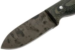 LT Wright Bushbaby HC, 1075, Matte Black Micarta, Leather Sheath, Bushcraft Knife -Optimal Knife Shop LT BUBA BM LS 03 lt wright