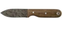 LT Wright Bushbaby HC, 1075, Matte Green Micarta, Leather Sheath, Bushcraft Knife