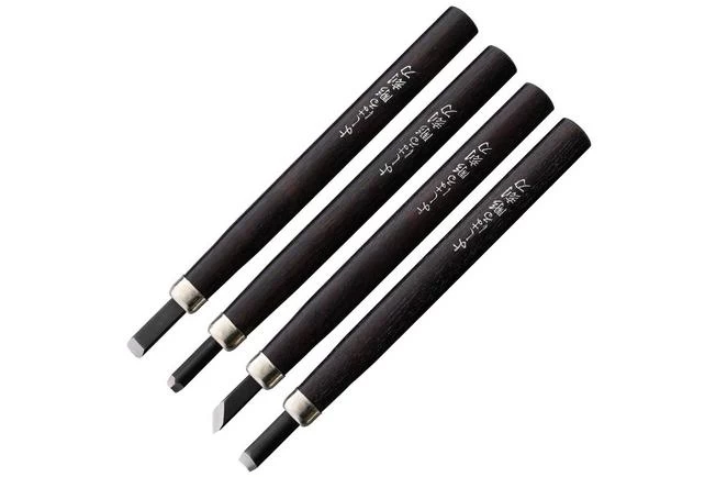 Yoshiharu H-4 Japanese Wood Carving Knives, Set Of 4 3 Yoshiharu H-4 Japanese Wood Carving Knives, Set Of 4