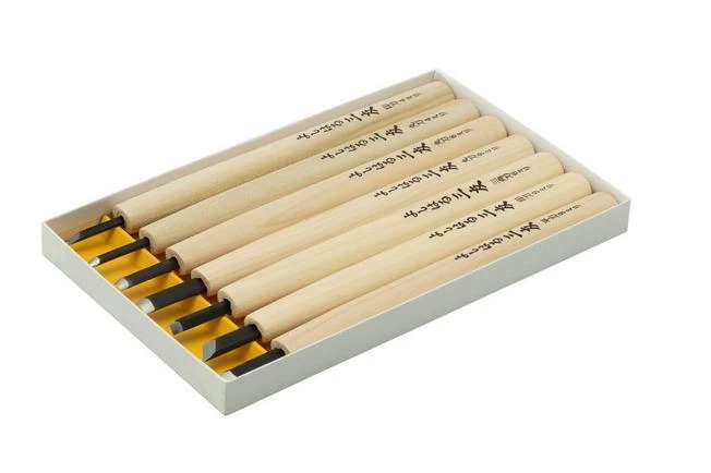 Yoshiharu Y-7 Mitomoto Japanese Wood Carving Knives, Set Of 7 4 Yoshiharu Y-7 Mitomoto Japanese Wood Carving Knives, Set Of 7 - Image 2