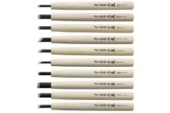 Yoshiharu W-10 Mitomoto Japanese Wood Carving Knives, Set Of 10 In Cloth Pouch