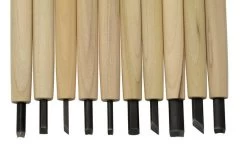 Yoshiharu W-10 Mitomoto Japanese Wood Carving Knives, Set Of 10 In Cloth Pouch 8 Yoshiharu W-10 Mitomoto Japanese Wood Carving Knives, Set Of 10 In Cloth Pouch -Optimal Knife Shop YSH 016 03 yoshiharu