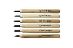 Yoshiharu KL-6 Maruichi Japanese Wood Carving Knives, Set Of 6 In Plastic Case